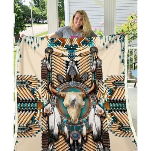 Buffalo Head Motifs fashion Hooded Blanket 3D full printed Wearable Blanket Adults/Child Fleece Blanket