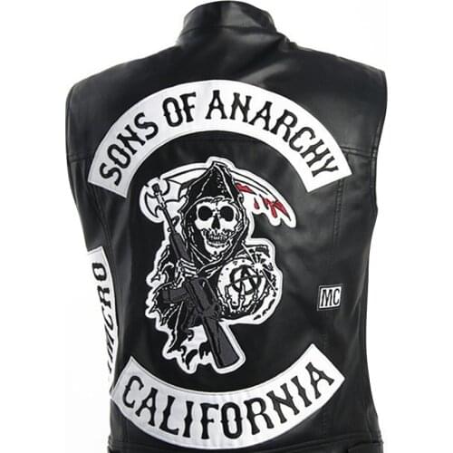 Mens Leather Vest Jacket Fall Mens Motorcycle Jacket Black Punk Hip Hop Sleeveless Jacket