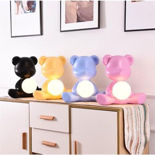 Cartoon Bear Table Lights Girl Boy Childrens Room Bedside Cute Decoration Plug-in Table Lamps Birthday New Year Christmas Gifts