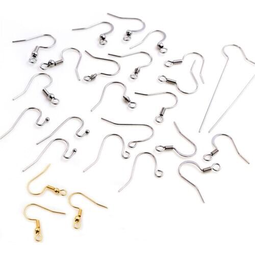 Never Fade) 100pcs/lot 20x17mm 7 Styles Stainless steel DIY Earring Findings Clasps Hooks Jewelry Making Accessories Earwire