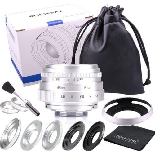 New arrive RISESPRAY Camera Lens fujian 35mm f1.6 C mount camera CCTV Lens II for N1 Fujifilm Fuji NEX Micro 4/3 EOSM silver