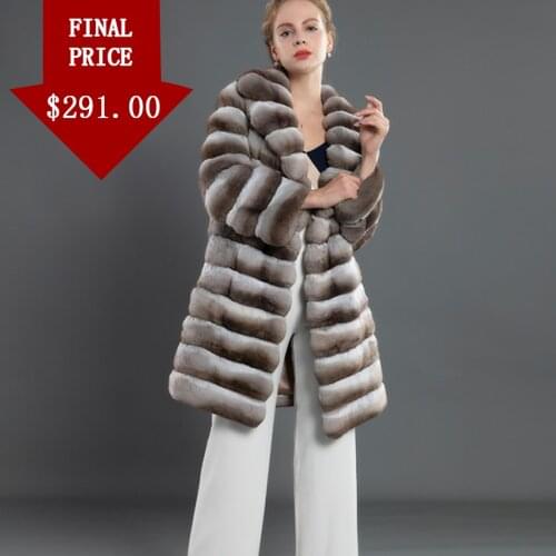 Top Selling Female Coat Real Rex Rabbit Fur Jacket Women Winter Outwear Fashion Suit Collar Overcoat 85 cm Long