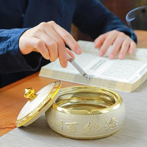 Gold Painted Ceramic Ashtray Household Living Room Personality Trend Fashion Creative Luxury High-grade Tea Table Decorations