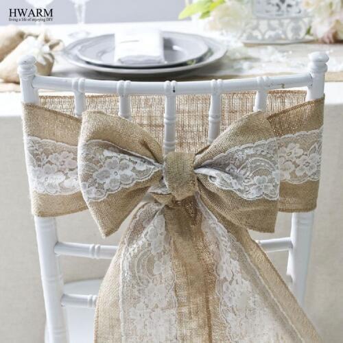 2pcs 15cm*2.4m hemp Retro Simple Jute Lace fabric Back Yarn christmas Wedding Site Decorative Butterfly Knot and Hemp Cloth Back