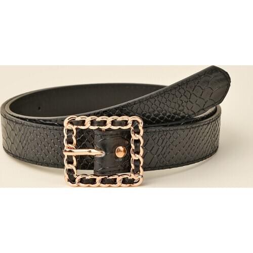 2020 New Womens Crocodile Pattern Fashion Belt Square Buckle Ladies Leather Belt Black Brown Women Jeans Belt