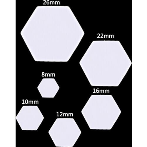 100Pcs Hexagon Templates for Patchwork Paper Quilting Sewing Craft DIY Six Sizes D08F
