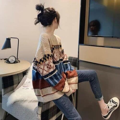 Retro lazy sweater womens fall/winter wear pullover new Japanese loose knit sweater top