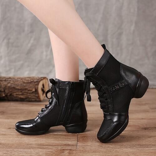 Genuine Leather Dancing Shoes Female Soft Bottom Adult Square Dance Sailor Dance High Upper First Layer Cowhide Autumn Winter