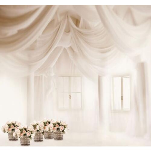 TR White Curtain Wedding Children Photo Backdrops 5X7ft Vinyl Cloth Photography Studio Backgrounds Custom Photo Backdrops Props