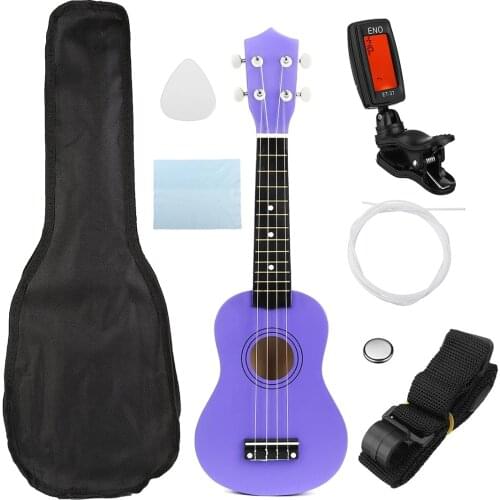 21 inch 12 Fret Soprano Ukulele Hawaii Bass Beginner Stringed Musical Instrument Ukelele with Gig bag+Tuner+Strings+Pick+Strap