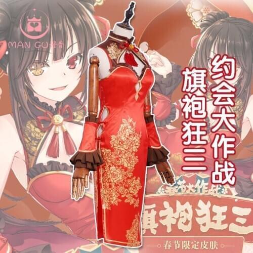 [STOCK] Anime DATE A LIVE Tokisaki Kurumi Spring Cheongsam Cosplay Costume For Women Halloween Carnival Free Shipping New 2019
