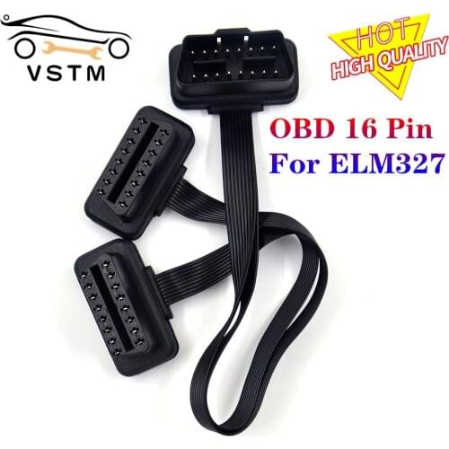 High Quality 16pin Male to Dual Female OBDII OBD 16 Pin For ELM327 Extension Connector Cable OBD Cable ODB2 16 pin OBD 2 Adaptor