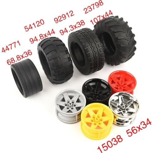 High-Tech 15038 44771 54120 92912 23798 Building Blocks Wheel hub Tire MOC Bricks Car Wheels Part Toys