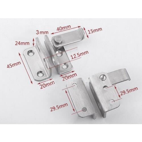 2pcs Slide Bolt Latch Gate Latches Safety Door Lock 40x45mm Stainless Steel Brushed Finish With Padlock Hole Left Open