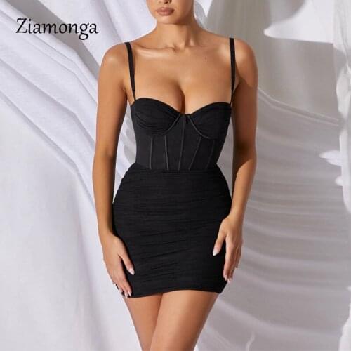 Ziamonga Summer Bodycon Bandage Dress 2020 New Royal Spaghetti Strap Bandage Dress Women Mini Short Celebrity Party Dresses