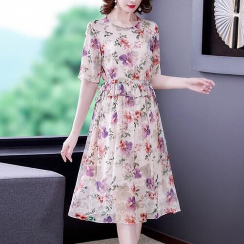 Summer Floral Chiffon Vacation Dresses 2021 Vintage Casual Pink Print Beach Boho Midi Dress Women Elegant Bodycon Party Vestidos
