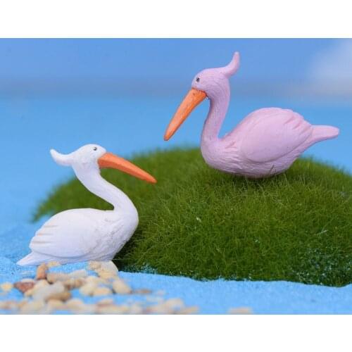 10PCS Flamingo Figurine Miniature Decoration Fairy Garden Flamingo Animal Statue Resin Craft Home Micro Landscape Decoration