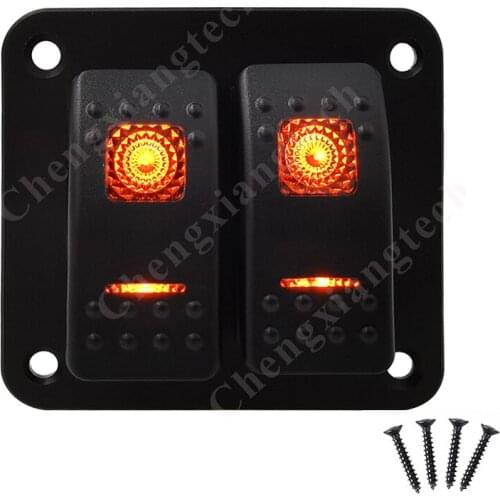 2 Gang Aluminum Rocker Switch Panel With Orange Led Light 12v 24V 5 Pin SPST On Off Toggle Switch for Car Boat Marine RV Truck