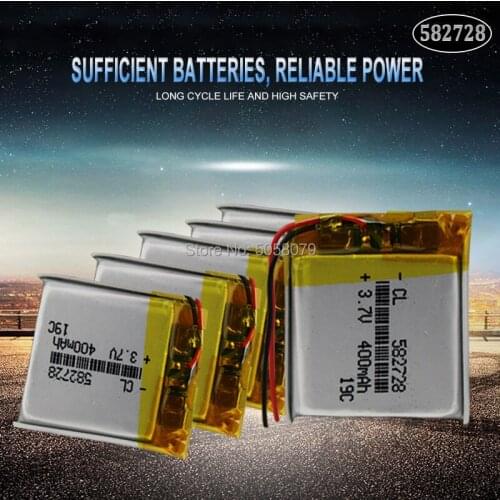 20pcs 3.7V 400mAh 582728 Rechargeable li-ion Lipo Batteries Lithium Li-Po Polymer Battery For Bluetooth speaker PDA notebook