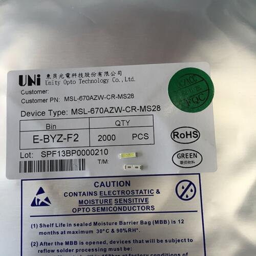 2000PCS/LOT 1W 3V 150MA 0.5W 7020 LED SMD Unity opto MSL-670AZW-CR-MS28 For TV Backlight