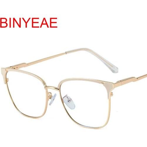 2021 Square Computer Glasses Anti Blue Light Glasses Blocking Men Women Alloy Eyeglasses Frame Pink Beige Clear Spectacle Brand