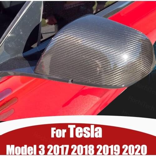 2x Car Side Trim Replacement for Tesla Model 3 Model3 Tesla M3 2017-2021 Rearview Mirror Cover Caps Carbon Fiber Pattern