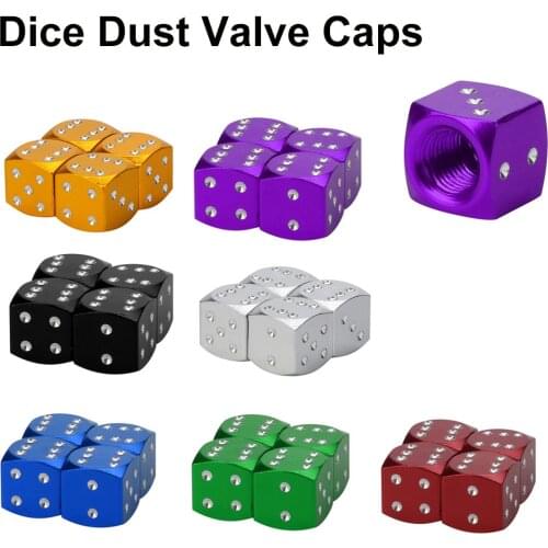 4Pcs/lot Universal Dice Tire Tyre Car Auto Truck Valve Stem Cover Caps Wheel Rims Car Motorcycles Electric Cars 80s Novelty Fun
