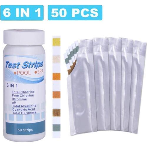 50Pcs Swimming Pool PH Test Paper Residual Chlorine Value Alkalinity Hardness Test Strip PH Tester Pool Cleaning Tablet