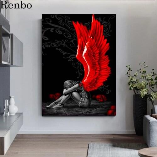 5D DIY Diamond Painting Angels And Demons cross stitch mosaic full square round diamond embroidery rhinestone Home Decoration