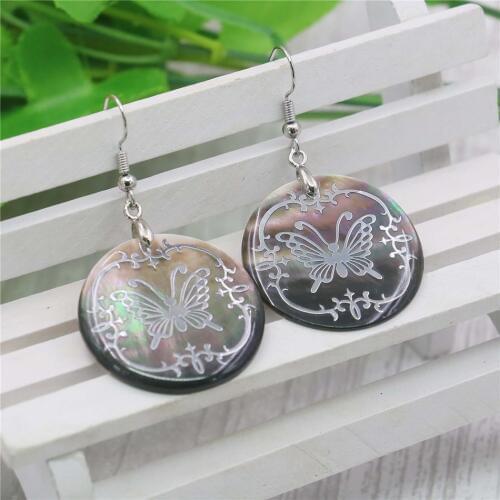 Butterfly Moon Star Flower Round Natural Abalone Shell Drop Earrings Accessory DIY Women Girl Hand Made Jewelry Making Design
