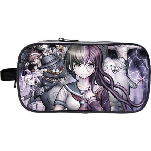 Anime Danganronpa Pencil Case Monokuma Cosplay Props Pencil Box Cosmetic Bag Black White Bear Symbol Coin Purse Bags