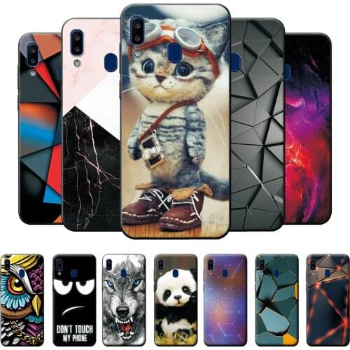 For Samsung A20 SM-A205FN Case 6.4 inch Cool Cat Style For Samsung Galaxy A20 Case Soft Silicone Black Back Cover Phone Cases