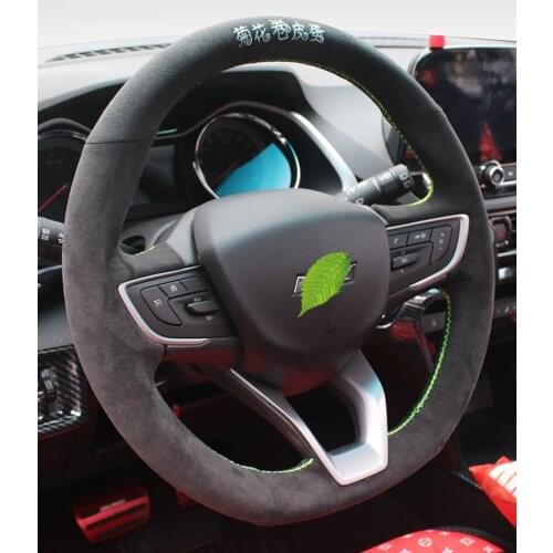 Real Alcantara hand-stitched steering wheel cover for Chevrolet Equinox Cavalier Camaro Malibu suede cover Auto parts interior