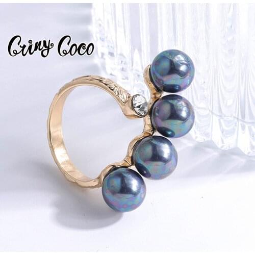 Cring Coco Simple Finger Rings 2021 Trend Jewelry Party Hawaiian Gold Plated Pearl Zircon Rings Colourful Ring for Women Travel