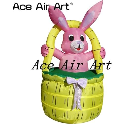 10 feet happy Easter giant inflatable Easter basket for festival decoration