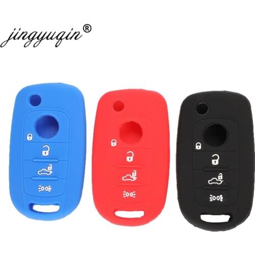 Jingyuqin 50pcs Silicone Car Key Case For Fiat 500X Toro Nuovo Grazie 4BTN Flip Rubber Auto Remote Fob Cover Protector Bag