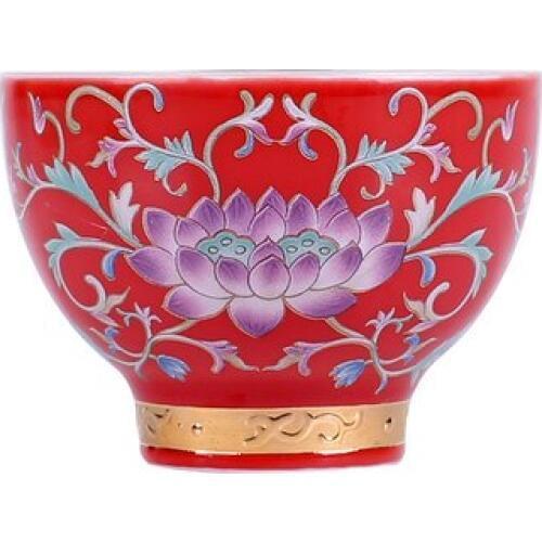 Ceramic Enamel Tea Cup Authentic Sterling Silver 999 Handmade Silvering Home Chinese Style Kungfu Green Tea Jin Jun Mei Teaware