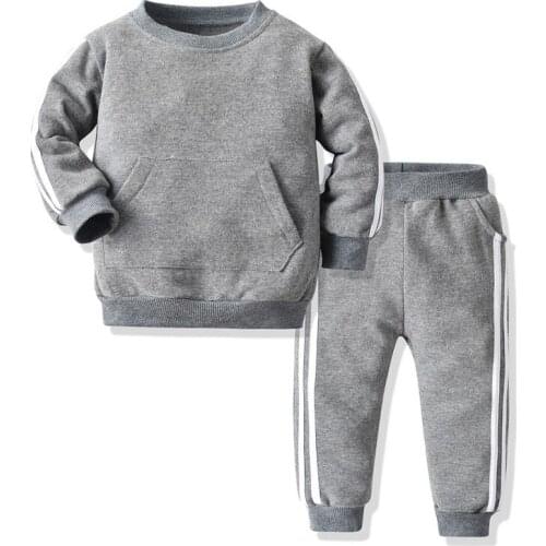2021 Fashion Baby Kids Boys Girls Clothes Set Pullover Long Sleeve Sweatshirt Jacket+Trousers Infant Casual 2Pcs Outfits Suit