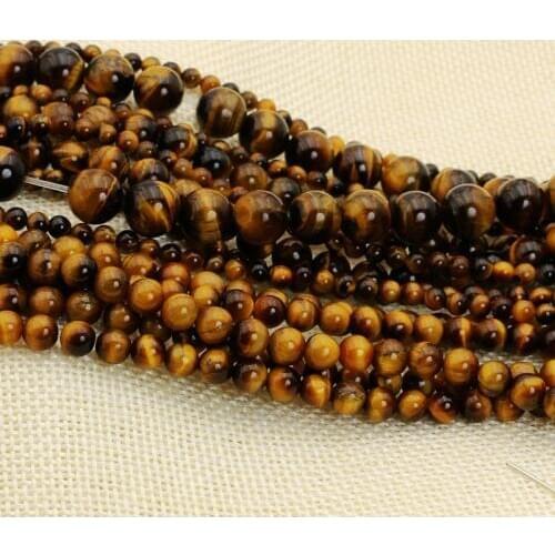 4/6/8/10/12mm Tiger Eye Round Natural Stone Loose Beads For Jewelry Making Diy Bracelet Strand
