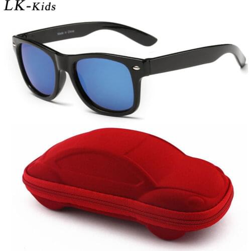 LongKeeper Cool Square Kids Sunglasses With Case Mirror Sun Glasses For Children Boys Girls Coating Lens UV400 Protection Gift