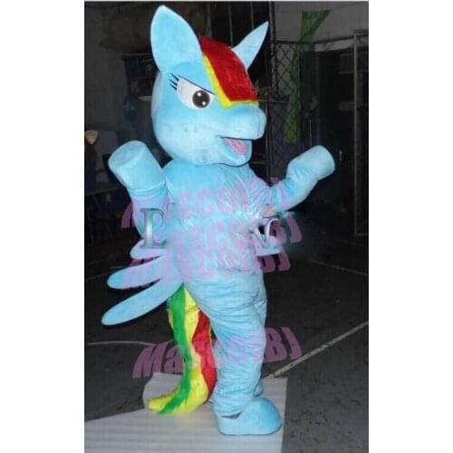 Best Quality on Ali Blue Horse PonyFurry Fursuit Suit Birthday Costume Cosplay Animal Party Fancy Dress Carnival Birthday Gift