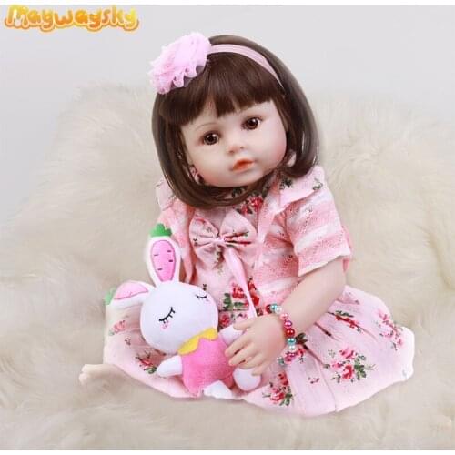 Maywaysky 18" Fashion Realistic Big Eyes Reborn Girl Doll Set With Cloth For Children