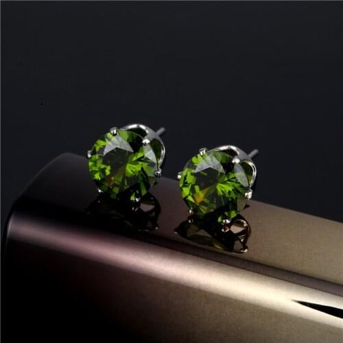 Minimalist Jewelry 5 Colors Crown Six-claw Zircon Stud Earrings Women Fashion Simple Crystal Earrings