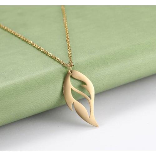 Cooltime Trendy Small Leaf Stainless Steel Pendant Necklace Jewellery Wholesale For Gift