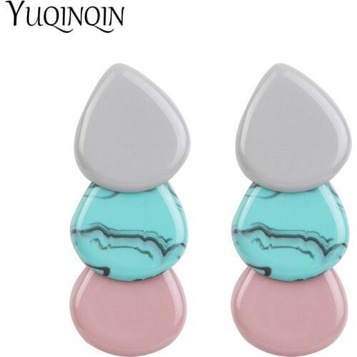 Trendy Long Big Geometric Resin Fashion Drop Earrings for Women Teardrop-shaped Acrylic Party Earring for Girls Jewelry Brincos