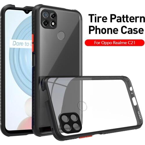 Soft Clear Tire Pattern Edge Phone Cover For Oppo Realme C21 c 21 realmec21 Camera Protect Hard PC Protective Shockproof Cover