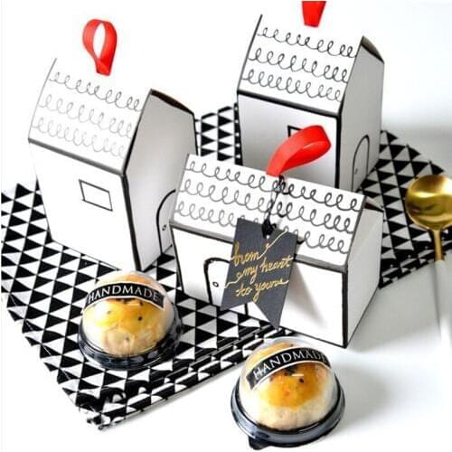 New 10pcs Beautiful House Shape Wedding Decoration Candy box With Red Ribbon Jewelry Birthday Party Favor Cookies Gift Box