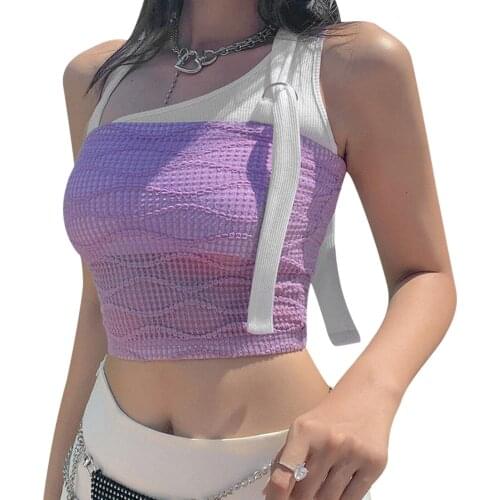 2021 Fashion New Womens Wrapped Shirt Hollow Tops Suit Sleeveless Knitting and Woven 2-Piece Summer Party Clothes Cotton