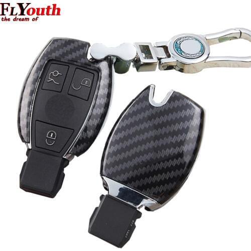 New hot sale carbon fiber car key cover keychain case for Mercedes benz CLS CLA GL R SLK AMG A B C S class Remote holder styling