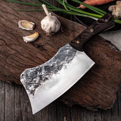 7.5 Inch Handmade Forged Bone Chopping Knife Meat Bone Cleaver Vegetables Chinese Chef Slicing Kitchen Knife Stainless Steel